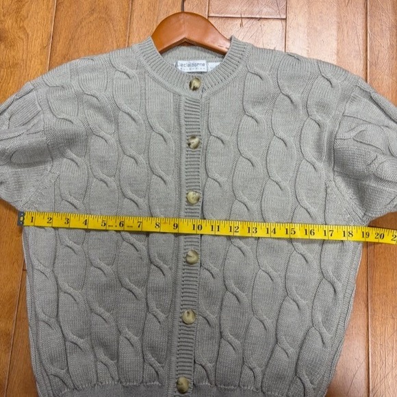 Liz Claiborne Preppy Academia Cable Knit Cardigan Size‎ M Wool Cashmere Blend - Picture 6 of 8
